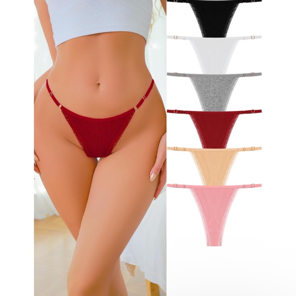 *5/$5* NWT No Label Size XL 6 Pack Multicolored Cotton Tangas Thong Set